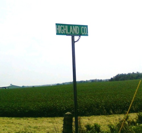 The county line sign less than a mile away from our house.  I think the saying "If it ain's chained down..." really applies here! And always brings forward a chuckle.