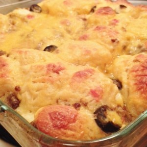 Mexican Breakfast Biscuit Casserole www.anniesgoathill.com